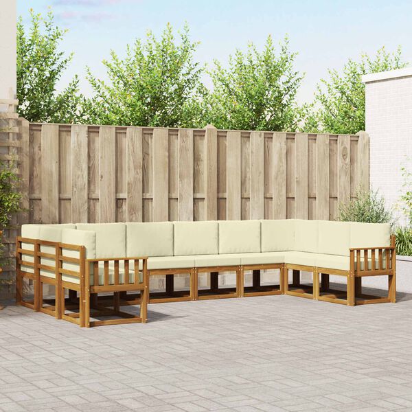 vidaXL Venkovn&iacute; pohovkov&aacute; souprava 10 pcs Přirozen&aacute; a Kr&eacute;mov&aacute;