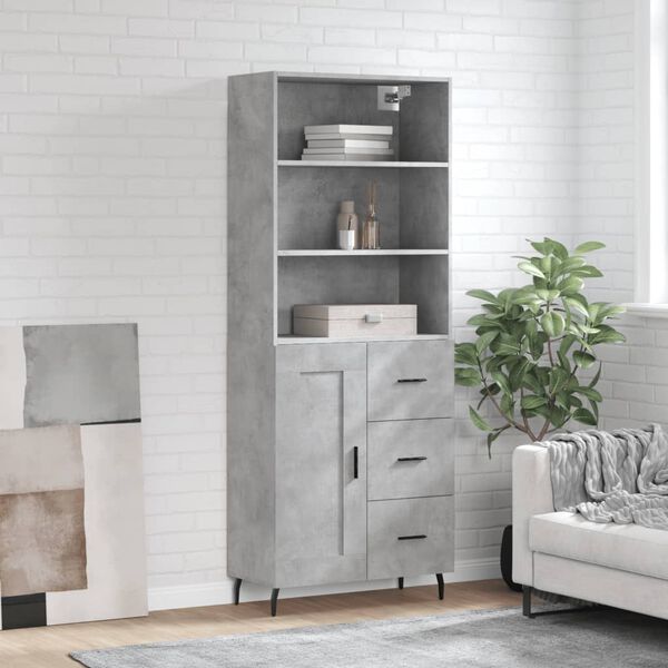 vidaXL Skř&iacute;ň highboard betonově &scaron;ed&aacute; 69,5x34x180 cm kompozitn&iacute; dřevo