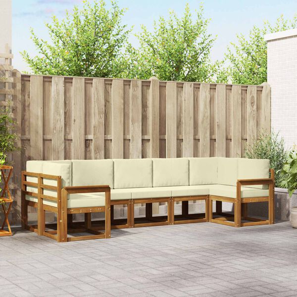 vidaXL Venkovn&iacute; pohovkov&aacute; souprava 7 pcs Přirozen&aacute; a Kr&eacute;mov&aacute;