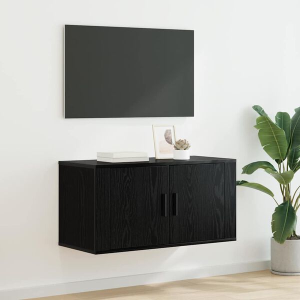 vidaXL N&aacute;stěnn&yacute; TV kabinet N&aacute;stěnn&yacute; Čern&yacute; dub 80 x 34.5 x 40 cm