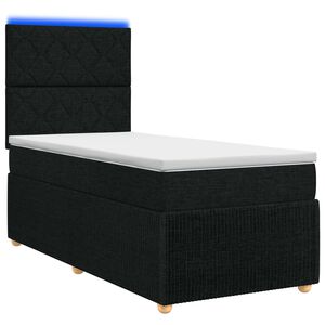 vidaXL LED ro&scaron;t s matrac&iacute; s LED p&aacute;sky s čelo Čern&aacute; 80 x 200 cm Textil