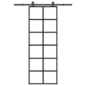 vidaXL Posuvn&eacute; dveře s kov&aacute;n&iacute;m 76x205 cm ESG sklo a hlin&iacute;k