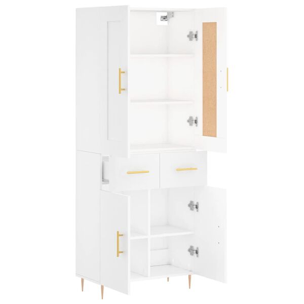 vidaXL Skř&iacute;ň highboard b&iacute;l&aacute; 69,5 x 34 x 180 cm kompozitn&iacute; dřevo