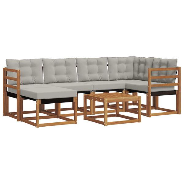 vidaXL Venkovn&iacute; pohovkov&aacute; souprava 7 pcs Př&iacute;rodn&iacute; a světle &scaron;ed&aacute;