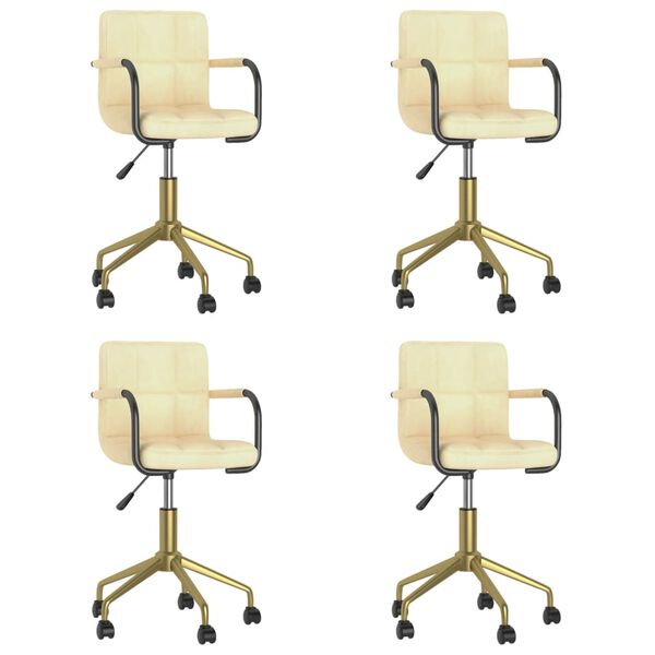 vidaXL Otočn&eacute; j&iacute;deln&iacute; židle 4 ks kr&eacute;mov&eacute; samet