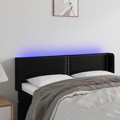 vidaXL Čelo postele s LED černé 147 x 16 x 78/88 cm umělá kůže