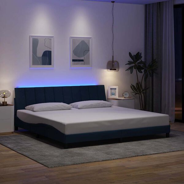 vidaXL R&aacute;m postele bez matrace Hanko modr&yacute; 200 x 200 cm textil