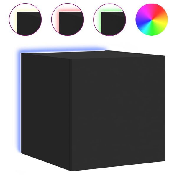 vidaXL N&aacute;stěnn&aacute; TV skř&iacute;ňka s LED osvětlen&iacute;m čern&aacute; 30,5 x 35 x 30 cm