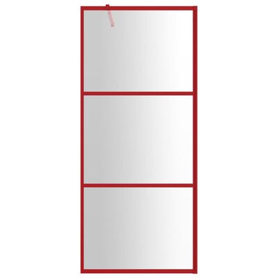 vidaXL Zástěna do průchozí sprchy čiré ESG sklo červená 80 x 195 cm
