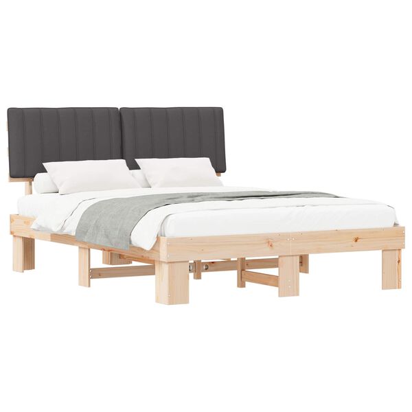 vidaXL R&aacute;m postele s čalouněn&yacute;m čelem s čelo Tmavě &scaron;ed&aacute; 160 x 200 cm