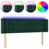vidaXL Čelo postele s LED tmavě zelen&eacute; 147 x 16 x 78/88 cm samet