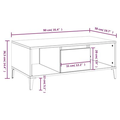 vidaXL Konferenční stolek bílý 90 x 50 x 36,5 cm kompozitní dřevo