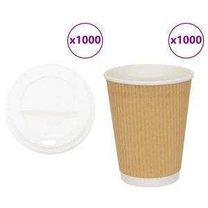 vidaXL Pap&iacute;rov&eacute; kel&iacute;mky na k&aacute;vu s v&iacute;čky 1000 pcs 12oz 300ml