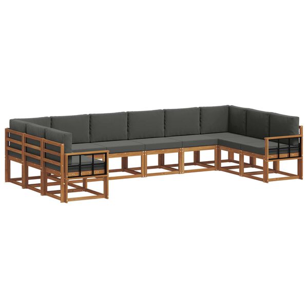 vidaXL Venkovn&iacute; pohovkov&aacute; souprava 10 pcs Přirozen&aacute; a Anthracitov&aacute;