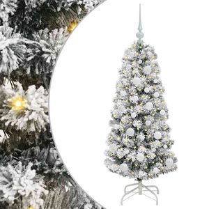 vidaXL Uměl&yacute; Skl&aacute;dac&iacute; V&aacute;nočn&iacute; Strom 150 LED Zelen&aacute; a b&iacute;l&aacute; 120 cm
