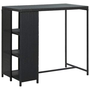vidaXL Barov&yacute; stolek s &uacute;ložn&yacute;m reg&aacute;lem čern&yacute; 120x60x110 cm polyratan
