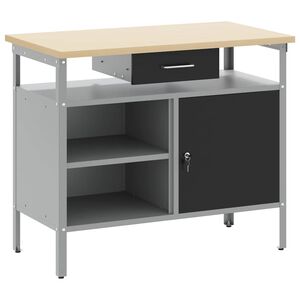 vidaXL Pracovn&iacute; stůl se z&aacute;suvkou Čern&aacute; a &scaron;ed&aacute; 100 x 55 x 85 cm