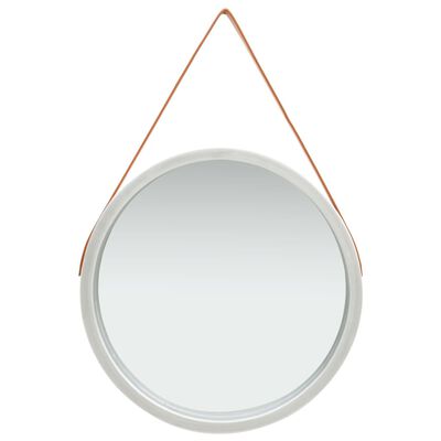 vidaXL Nástěnné zrcadlo s popruhem 60 cm stříbrné