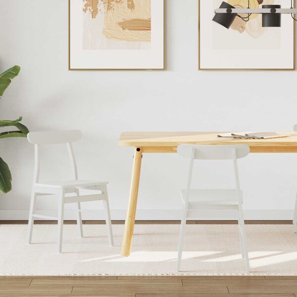 vidaXL J&iacute;deln&iacute; židle 2 pcs B&iacute;l&aacute; 43 x 44,5 x 77 cm Masivn&iacute; gumov&eacute; dřevo