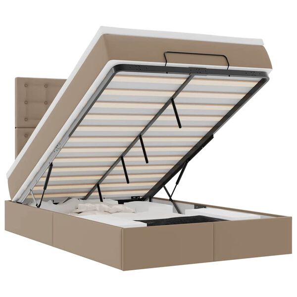 vidaXL Osmansk&yacute; r&aacute;m postele s matrac&iacute; cappuccino 120x190 cm uměl&aacute; kůže