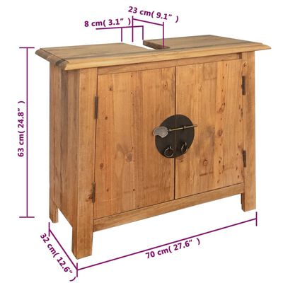 vidaXL Koupelnová skříňka pod umyvadlo masivní borové dřevo 70x32x63cm