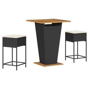 vidaXL 3d&iacute;ln&yacute; zahradn&iacute; barov&yacute; set s podu&scaron;kami čern&yacute; polyratan