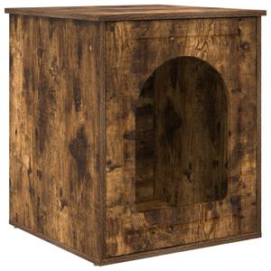vidaXL Kočič&iacute; dům Kouřov&yacute; dub 53 x 52 x 62 cm Kompozitn&iacute; dřevo