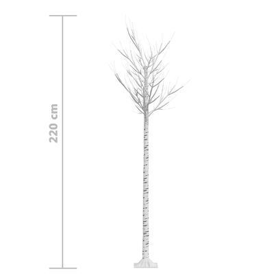 vidaXL Vánoční stromek 200 teplých bílých LED 2,2 m vrba dovnitř i ven
