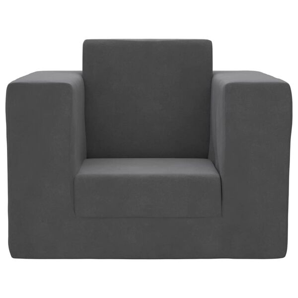 vidaXL Dětsk&aacute; rozkl&aacute;dac&iacute; pohovka antracitov&aacute; měkk&yacute; ply&scaron;