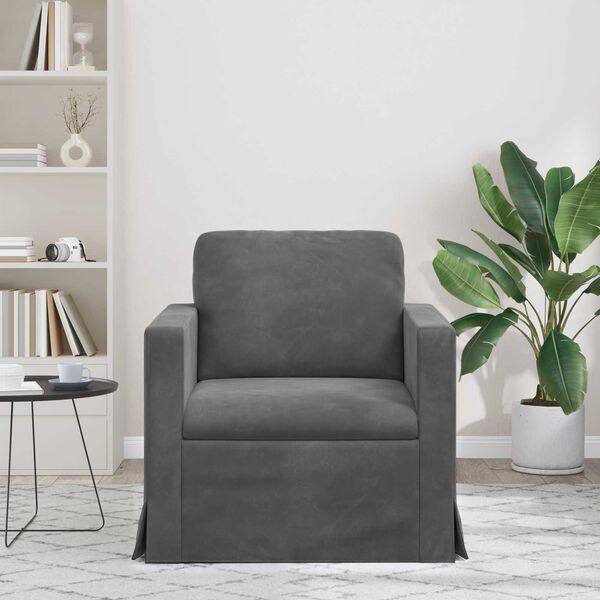 vidaXL Pohovka Tmavě &scaron;ed&aacute; Celkov&eacute; rozměry: 78 x 78 x 80 cm (&Scaron; x H x V)