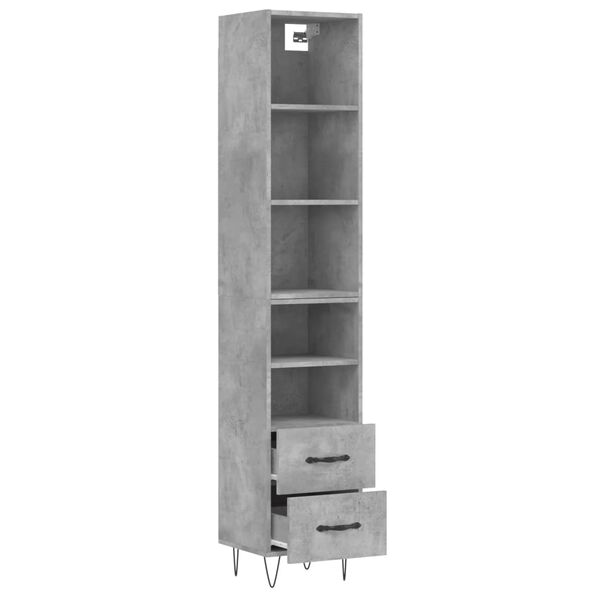 vidaXL Skř&iacute;ň highboard betonově &scaron;ed&aacute; 34,5x34x180 cm kompozitn&iacute; dřevo