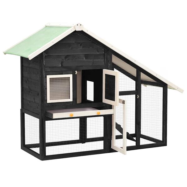 vidaXL Králíkárna šedá a bílá 140 x 63 x 120 cm masivní jedlové dřevo