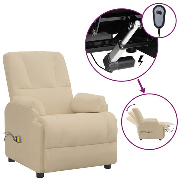 vidaXL Elektrick&eacute; mas&aacute;žn&iacute; křeslo kr&eacute;mov&eacute; uměl&aacute; semi&scaron;ov&aacute; kůže