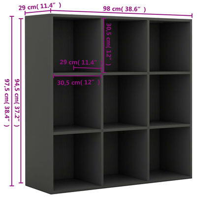 vidaXL Knihovna šedá 98 x 29 x 97,5 cm kompozitní dřevo