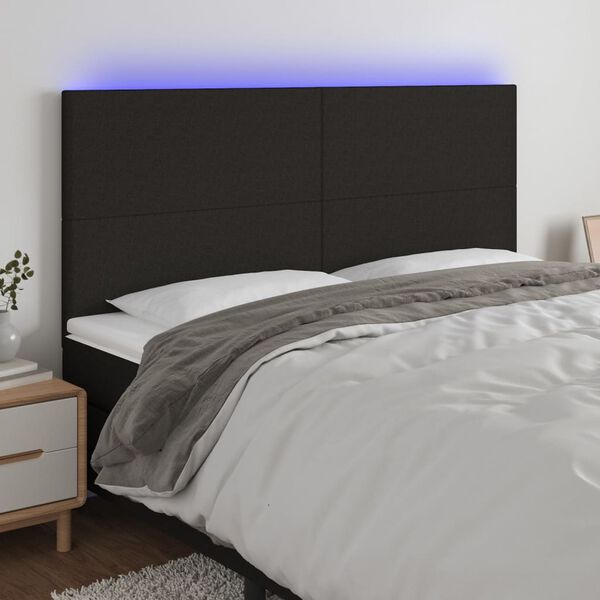 vidaXL Čelo postele s LED čern&eacute; 180x5x118/128 cm textil