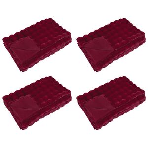 vidaXL Faux deštníky králičí kožešiny 4 pcs Bordeaux červená