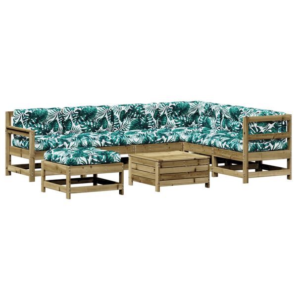 vidaXL 8d&iacute;ln&aacute; zahradn&iacute; sedac&iacute; souprava a podu&scaron;ky impregnovan&aacute; borovice