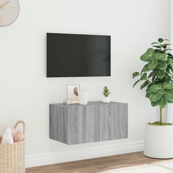 vidaXL N&aacute;stěnn&aacute; TV skř&iacute;ňka s LED osvětlen&iacute;m &scaron;ed&aacute; sonoma 60x35x31 cm