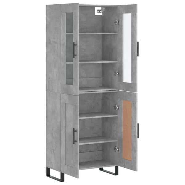 vidaXL Skř&iacute;ň highboard betonově &scaron;ed&aacute; 69,5x34x180 cm kompozitn&iacute; dřevo