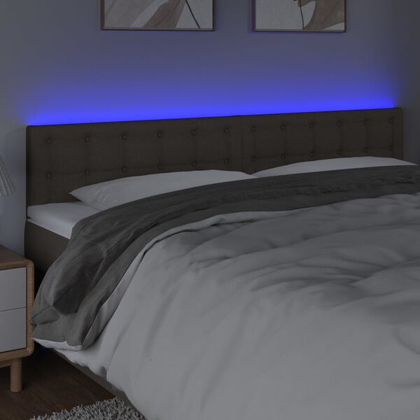 vidaXL Čelo postele s LED taupe 180x5x78/88 cm textil