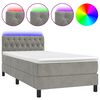 vidaXL Box spring postel s matrac&iacute; a LED světle &scaron;ed&aacute; 90x190 cm samet
