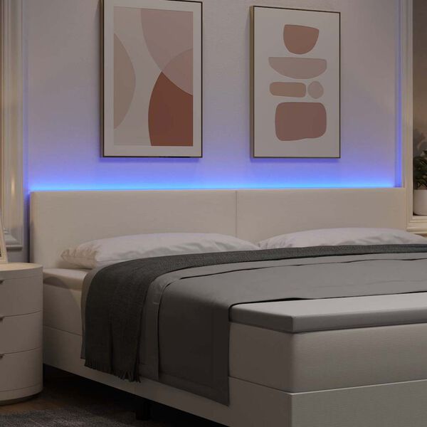 vidaXL LED hlavov&aacute; deska s čelo Kr&eacute;mov&aacute; 200 cm Polyester