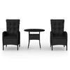 vidaXL 3d&iacute;ln&yacute; zahradn&iacute; bistro set polyratan čern&yacute;