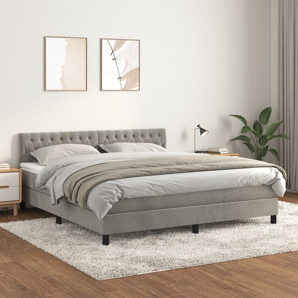 vidaXL Box spring postel s matrac&iacute; světle &scaron;ed&aacute; 180x200 cm samet