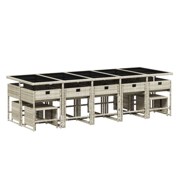 vidaXL 15d&iacute;ln&yacute; zahradn&iacute; j&iacute;deln&iacute; set s podu&scaron;kami světle &scaron;ed&yacute; polyratan