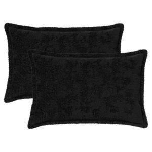 vidaXL Povlak na pol&scaron;t&aacute;ř 2 ks HOUTEN Čern&aacute; 30 x 50 cm Uměl&aacute; kr&aacute;lič&iacute;