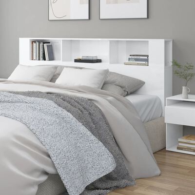 vidaXL Čelo postele s úložným prostorem lesklé bílé 200x18,5x104,5 cm