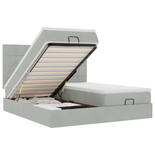 vidaXL Osmansk&yacute; r&aacute;m postele s matrac&iacute;es světle &scaron;ed&aacute; 160x200cm samet