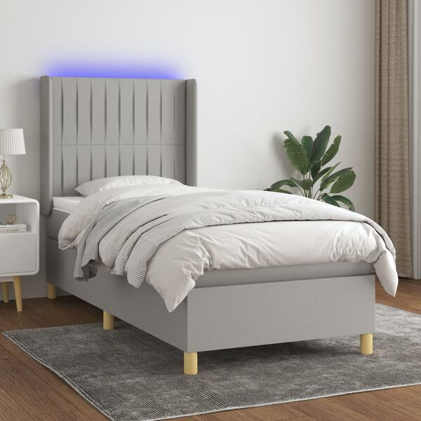 vidaXL Box spring postel s matrac&iacute; a LED světle &scaron;ed&aacute; 80x200 cm textil