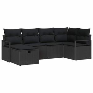vidaXL Set pohovek 6 ks Čern&aacute; polyratan